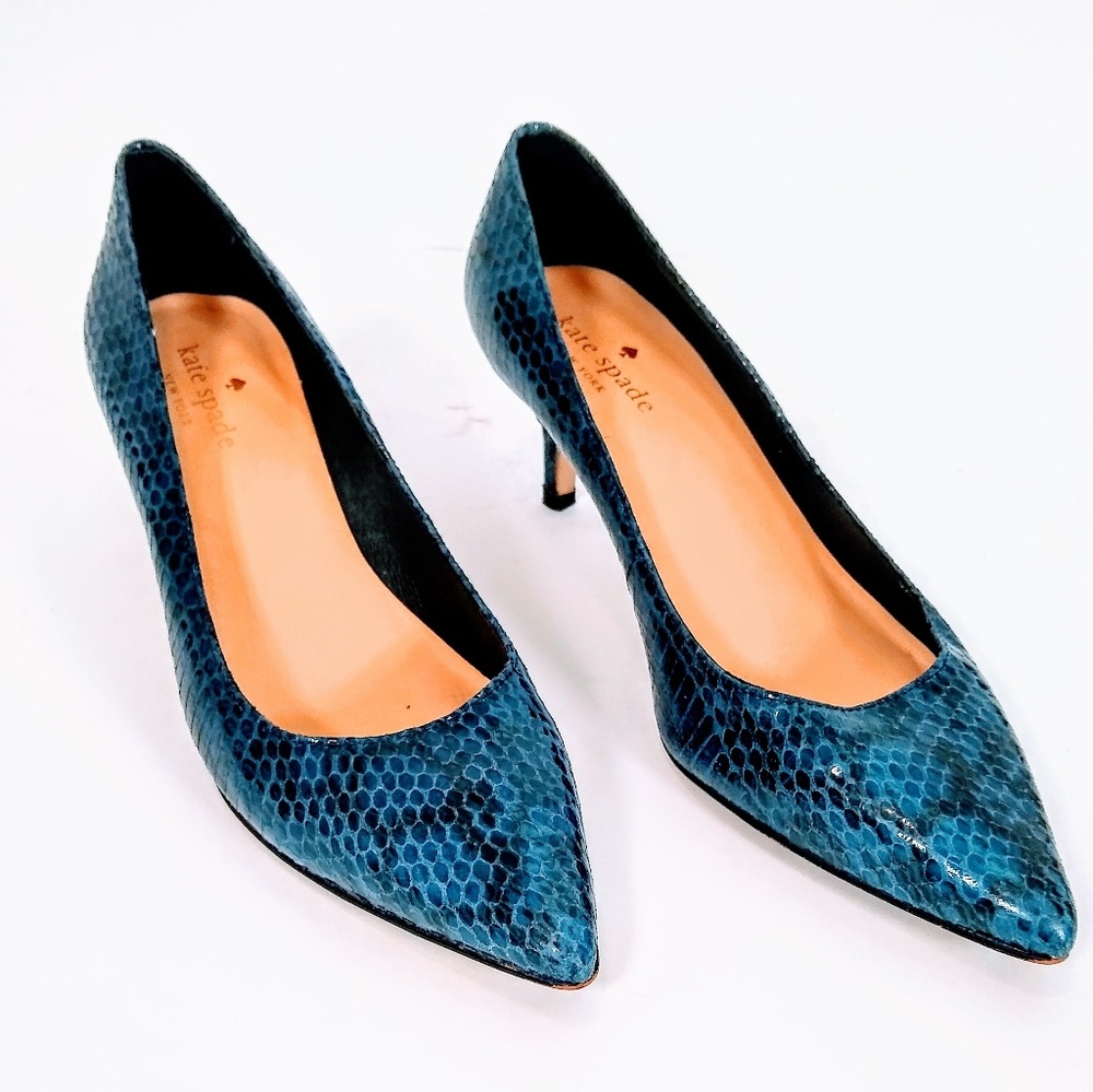 Gorgeous blue leather Kate Spade mini heels!